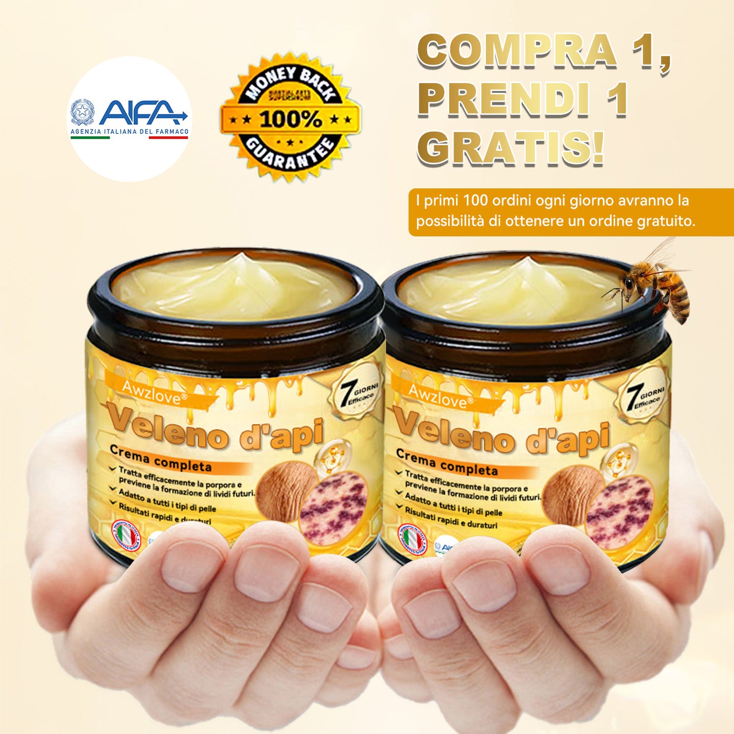 Prodotto e spedito dall'Italia 🏆AWZLOVE® Crema completa al veleno d'api ULTIMO GIORNO 80% DI SCONTO🏆