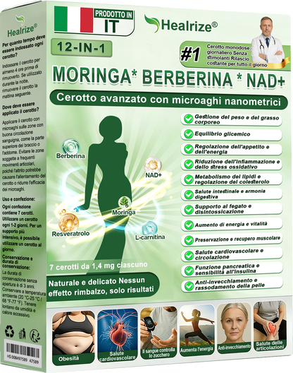 Negozio Ufficiale👩‍⚕️| H𝐞a𝐥r𝐢z𝐞® 12-IN-1 Morin𝑎 * B𝐞r𝐛e𝐫i𝐧e * N𝐀D+ Avanzato Nano Micronedle Patch (Un'applicazione giornaliera, cambiamenti visibili in 7 giorni) 🎖️ Per obesità, pelle cadente, diabete, apnee notturne, e problemi articolari 🎖️